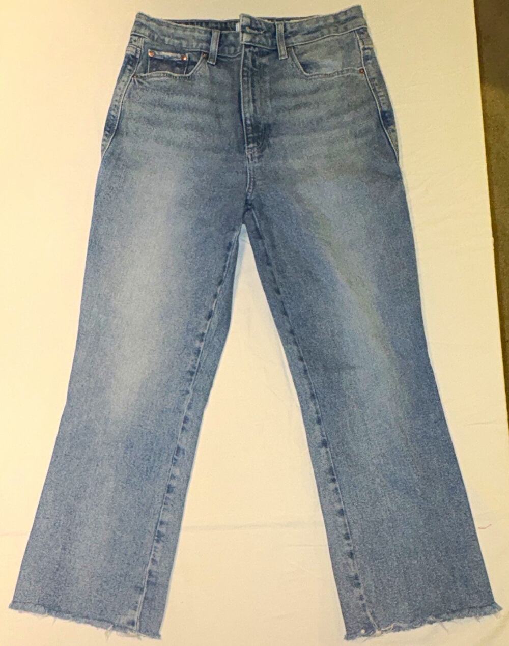 PAIGE Women’s Light Wash High Rise Straight Leg Jeans Raw Hem 5-Pocket size 29